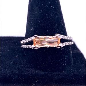 14k White Gold Champagne Topaz Ring